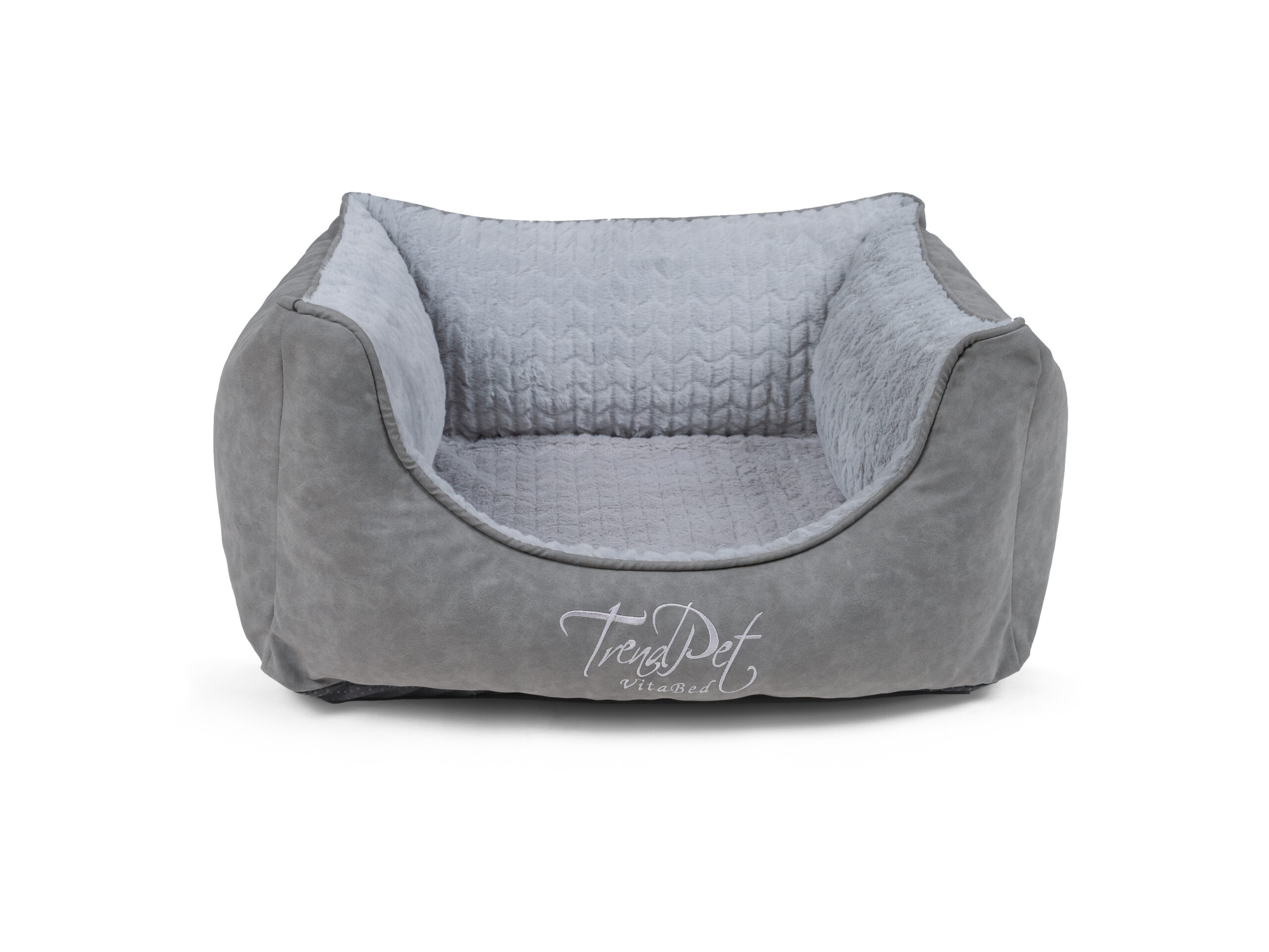 Trendpet VitaBed Style – orthopädisches Hundebett mit Kunstleder – Grau